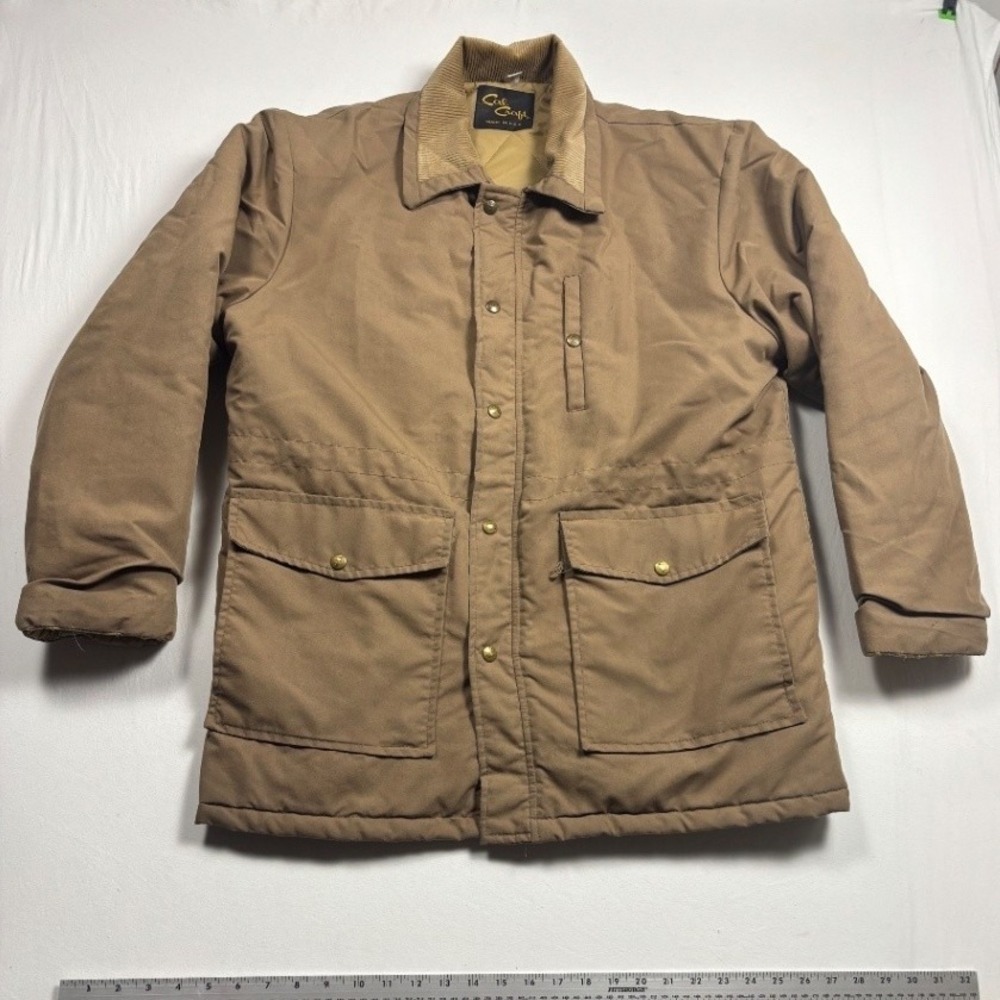 Cal Craft Men's Tan Insulated Canvas Chore Jacket Corduroy Collar L